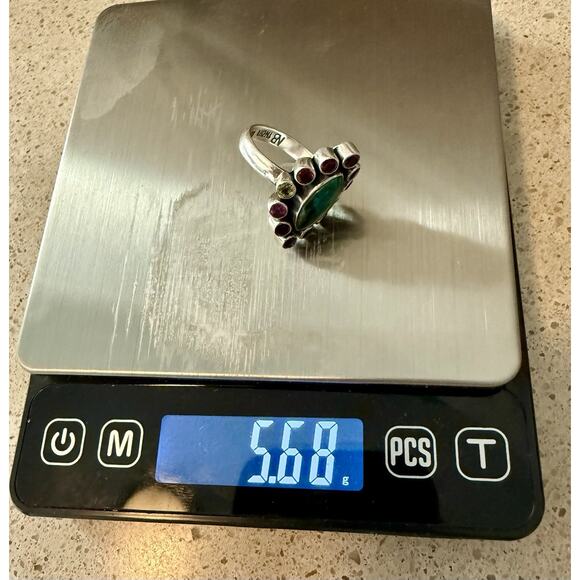 NICKY BUTLER NB Ring Size 6.75 925 Malachite Peridot Purple Stone India - Picture 6 of 7